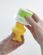 YAYA ORGANICS Sun-Easy Sunscreen Applicator, Refillable Roll-On with Sponge for Kids and Babies, Fun, Fast and Mess-Free application, Holds 80 ml, Fish/Green Cap