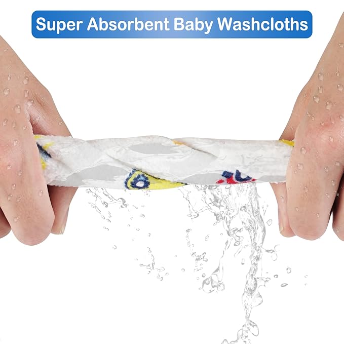 Viviland Baby Washcloths 24 Pack, Toddler Wash Cloths for Bath, Super Soft & Absorbent Bath Towel for Newborn and Infants, Baby Towels Care for Baby's Sensitive Skin