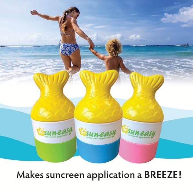 YAYA ORGANICS Sun-Easy Sunscreen Applicator, Refillable Roll-On with Sponge for Kids and Babies, Fun, Fast and Mess-Free application, Holds 80 ml, Fish/Green Cap