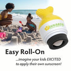 YAYA ORGANICS Sun-Easy Sunscreen Applicator, Refillable Roll-On with Sponge for Kids and Babies, Fun, Fast and Mess-Free application, Holds 80 ml, Fish/Green Cap