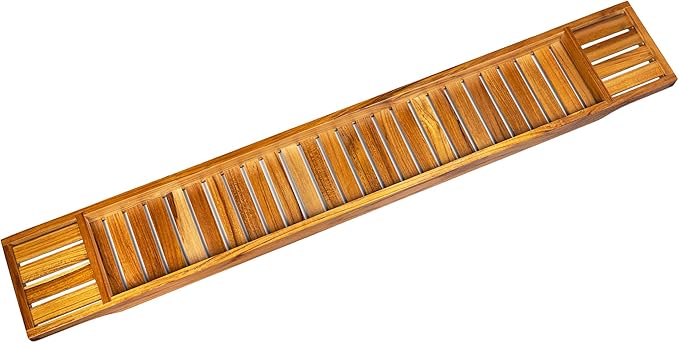 VaeFae Teak Bathtub Tray, Wooden Bath Caddy for Bathtub, Bath Tub Wood Table for Tub, 39.8" x 6" x 1.8"