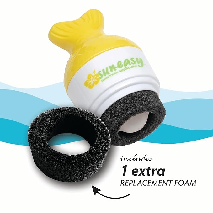 YAYA ORGANICS Sun-Easy Sunscreen Applicator, Refillable Roll-On with Sponge for Kids and Babies, Fun, Fast and Mess-Free application, Holds 80 ml, Fish/Green Cap