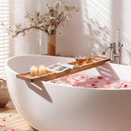 VaeFae Teak Bathtub Tray, Wooden Bath Caddy for Bathtub, Bath Tub Wood Table for Tub, 39.8" x 6" x 1.8"